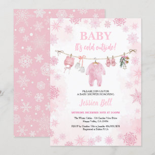 Invitación Bebé, frío fuera del Chica rosa Baby Shower