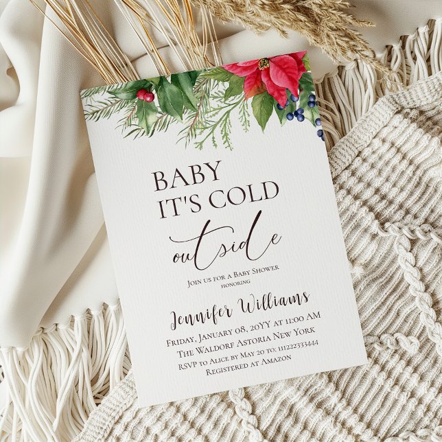Invitación Bebé, frío fuera del Evergreen Winter Baby Shower (Subido por el creador)