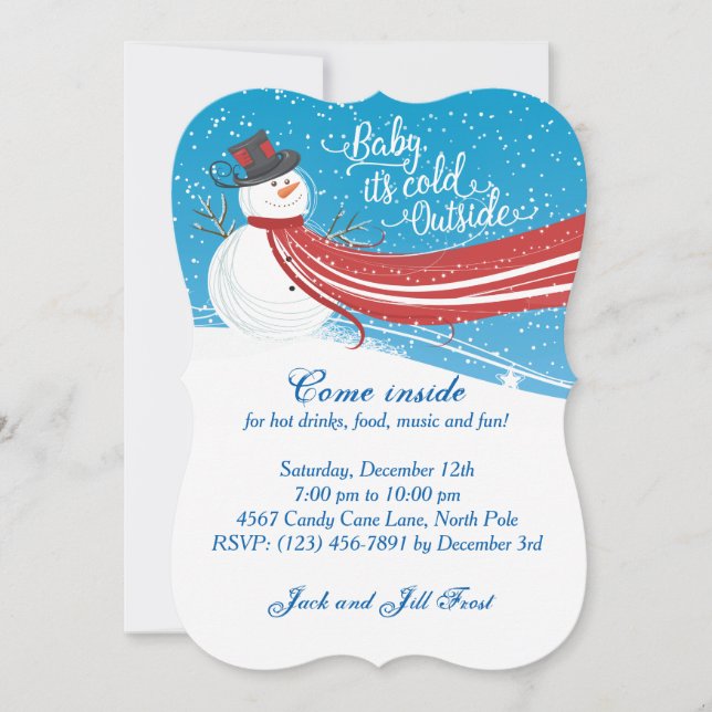 Invitación Bebé, frío fuera del Fiesta de Navidades de Snowma (Anverso)
