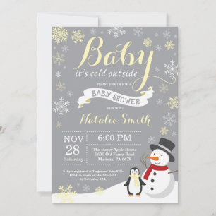 Invitación Bebé, frío fuera del invierno Baby Shower amarillo