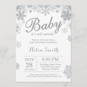 Invitación Bebé, frío fuera del invierno Baby Shower gris