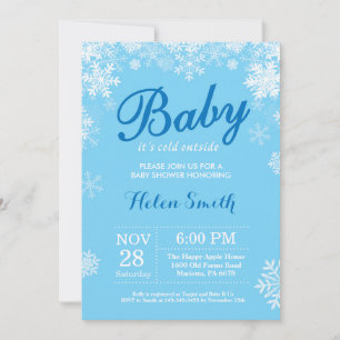Invitación Bebé, frío fuera del invierno, Blue Boy Baby Showe