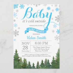Invitación Bebé, frío fuera del invierno, Blue Boy Baby Showe