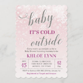 Invitación Bebé, frío fuera del invierno Chica rosa Baby Show
