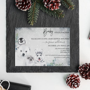 Invitación Bebé, frío fuera del invierno de la ducha de anima