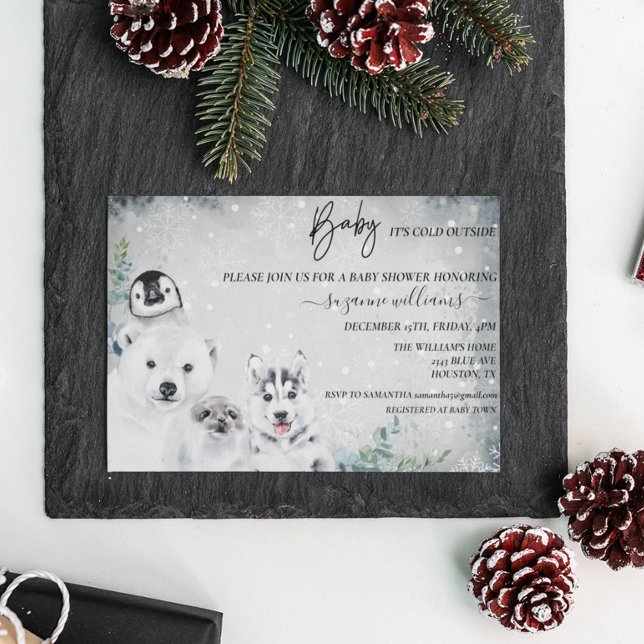 Invitación Bebé, frío fuera del invierno de la ducha de anima (Subido por el creador)