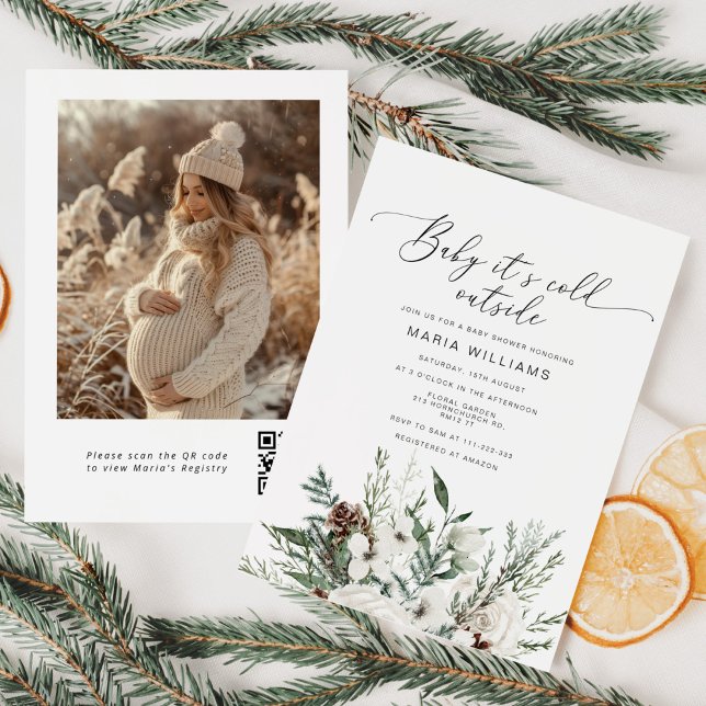 Invitación Bebé, frío fuera del invierno. Foto de la ducha de (Subido por el creador)