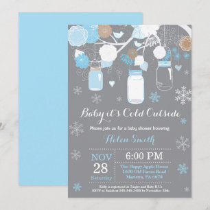 Invitación Bebé, frío fuera del invierno, Mason Jar Baby Show