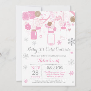 Invitación Bebé frío fuera del invierno Mason Jar Baby Shower