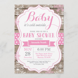 Invitación Bebé, frío fuera del invierno, niña ducha