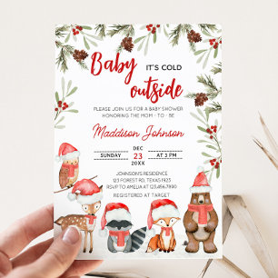 Invitación Bebé, frío fuera del invierno, Woodland Baby Showe
