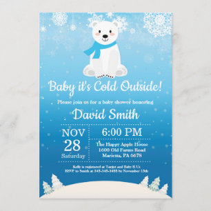 Invitación Bebé, frío fuera del osito polar Baby Shower