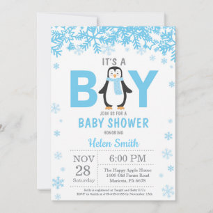 Invitación Bebé, frío fuera del pingüino Baby Shower