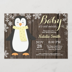 Invitación Bebé, frío fuera del pingüino ruso Baby Shower