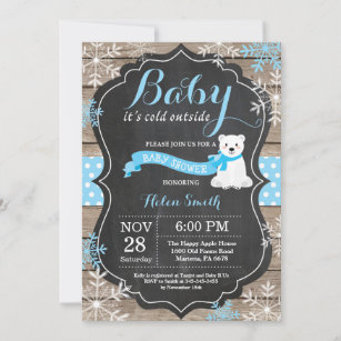 Invitación Bebé, frío fuera del Polar Bear Boy Baby Shower