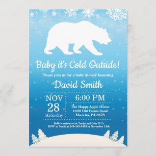 Invitación Bebé, frío fuera del Polar Bear Boy Baby Shower