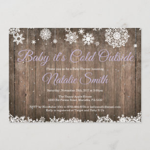 Invitación Bebé, frío fuera del Rústico Baby Shower Invierno