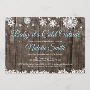 Invitación Bebé, frío fuera del Rústico Baby Shower Invierno