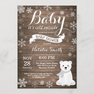 Invitación Bebé, frío fuera del Rústico Baby Shower Invierno
