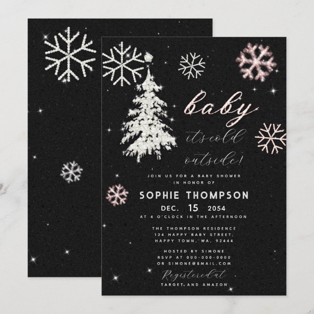 Invitación Bebé frío fuera Diamantes de imitación Terraza Chi (Anverso / Reverso)