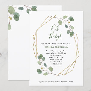 Invitación Bebé geométrico de Baby Shower del verdor del