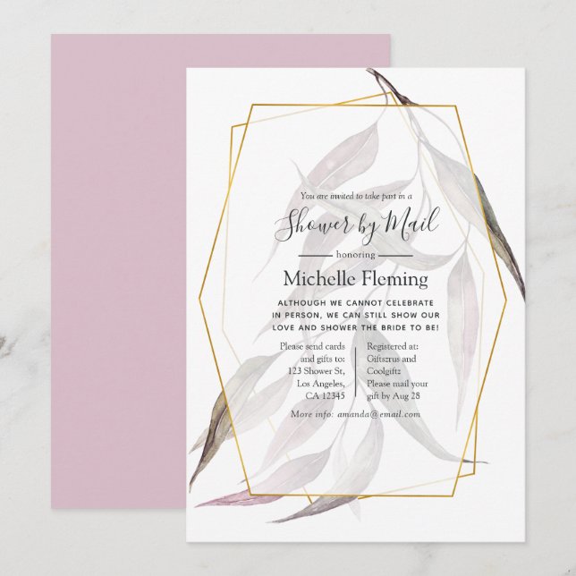 Invitación Bebé geométrico verde o ducha de novia por correo (Anverso / Reverso)