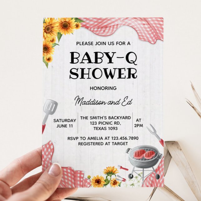 Invitación Bebé Girasol Q Fiesta de Bebé (Baby Q Baby Shower Invitation)