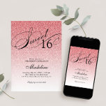 Invitación Bebé Glam Purpurina Rosa Dulce 16<br><div class="desc">Esta hermosa invitación incluye un falso purpurina rosa y el texto de su personalizado. Utilice el formulario de plantilla para agregar su información. Cambie el tipo de letra o agregue más texto mediante la función Personalizar.</div>