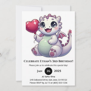 Invitación Bebé globo Dragon Cumpleaños