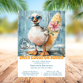 Invitación Bebé gooso a bordo del Baby Shower de Summer Beach