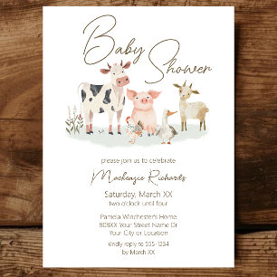 Invitación Bebé Granja Animales Cute tema del país