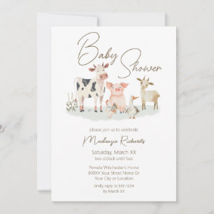 Invitación Bebé Granja Animales Cute tema del país