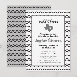 Invitación ¡Bebé Gris! Ducha Chevron Hecha en Texas