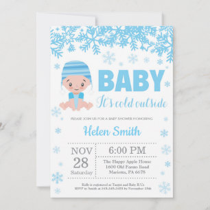 Invitación Bebé, hace frío afuera, azul de invierno, Baby Sho