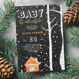 Invitación Bebé, hace frío afuera, baby shower de bosque inve