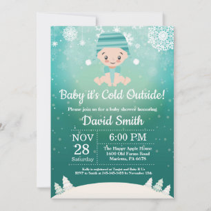 Invitación Bebé, hace frío afuera, baby shower de invierno