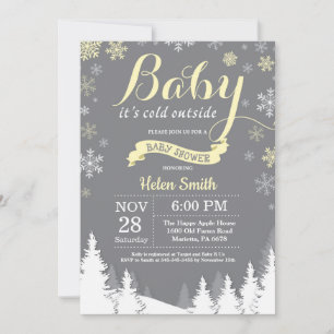 Invitación Bebé, hace frío afuera, Baby Shower de invierno am
