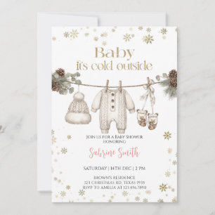 Invitación Bebé hace frío afuera Baby Shower género neutral