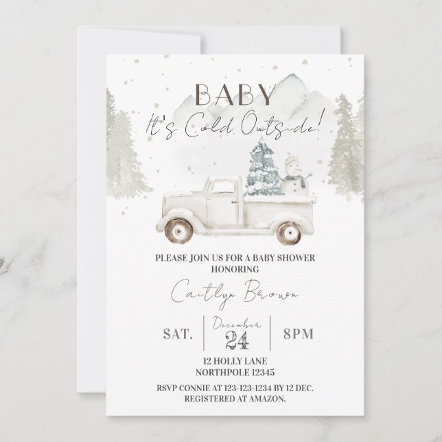 Invitación Bebé, hace frío afuera, Baby Shower invernal (Anverso)