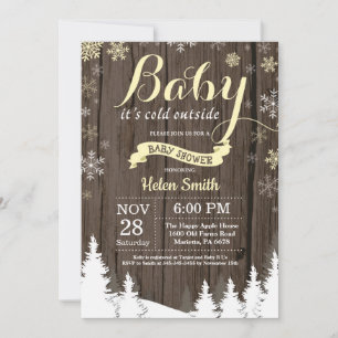 Invitación Bebé, hace frío afuera, Baby Shower rústico de inv