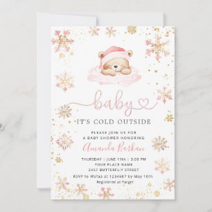 Invitación Bebé hace frío afuera Boho Rosa chica Baby Shower