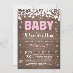 Invitación Bebé, hace frío afuera, chica de invierno, baby sh