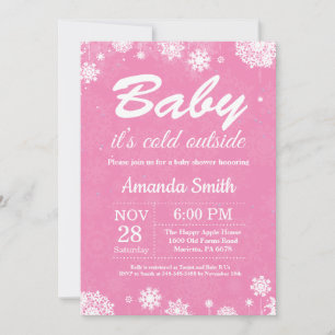 Invitación Bebé, hace frío afuera, chica de invierno, baby sh