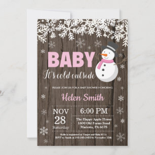Invitación Bebé, hace frío afuera, chica muñeco de nieve Baby