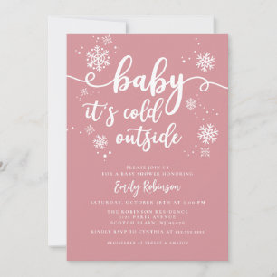 Invitación Bebé hace frío afuera   Chica rosa Baby Shower