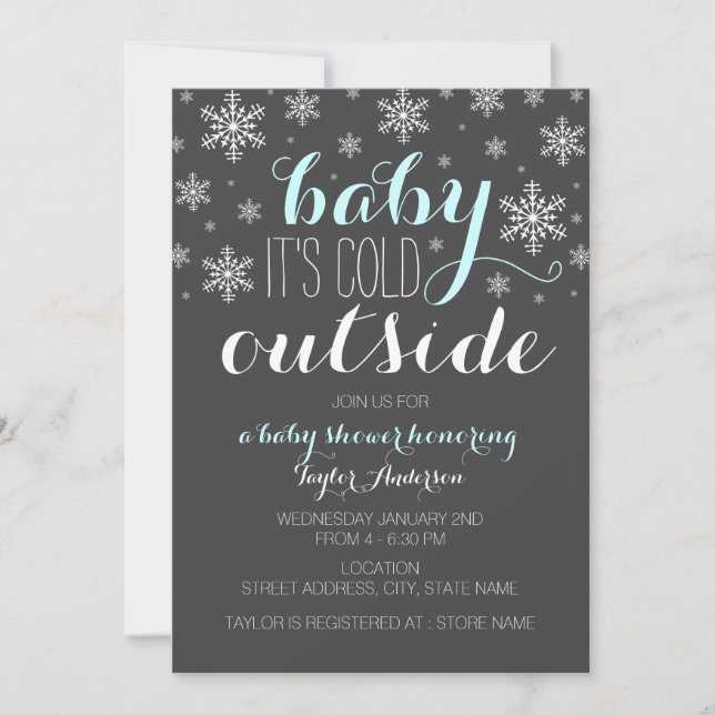 Invitación Bebé, hace frío afuera - Chico invitado de Baby Sh (Anverso)