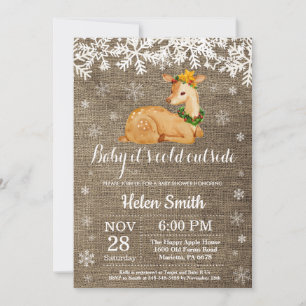 Invitación Bebé, hace frío afuera, ciervo de invierno, baby s