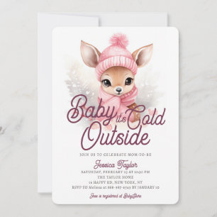 Invitación Bebé hace frío afuera Ciervo Rosa Invierno Shower