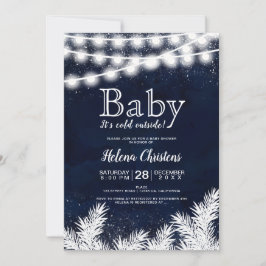 Invitación Bebé, hace frío afuera de la cuerda azul claro de 