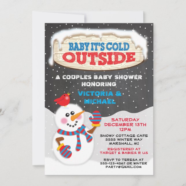 Invitación Bebé, hace frío afuera de la ducha de bebé (Anverso)